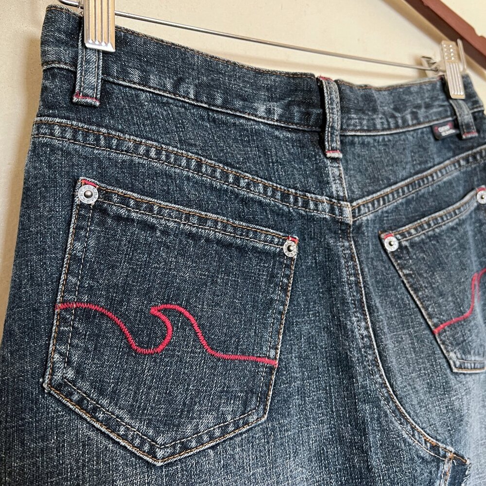 Unique DKNY Long Deconstructed Frayed Denim Skirt Size 0 - Picture 4 of 11